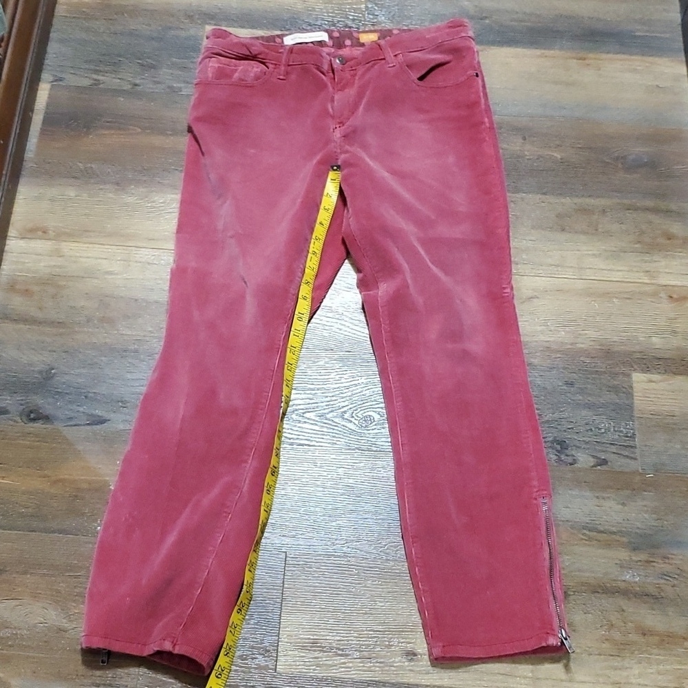 Pilcro and the letterpress rose punk corduroy ankle zip jeans